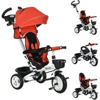 HOMCOM Dreirad mit Sicherheitsgurt, abnehmbar Sonnendach, Getränkehalter, für 1-5 Jahre Kinder, Blau