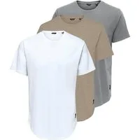 ONLY & SONS T-Shirt ONSMATT LONGY SS TEE 3-PACK (Packung, 3-tlg) Baumwolle, relaxed fit