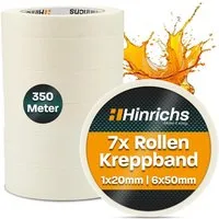 Hinrichs Klebeband Hinrichs 7 x Kreppband - 6 Rollen 50 m x 30 mm + 1 Rolle 50 m x 19 mm
