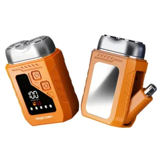 2-In-1 Mini Electric Shaver & Nose Hair Trimmer With LED Display Dual-Ring Shaving Heads Type-C Fast Charging Waterproof