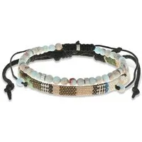 Made by Nami Armband Set Armband Herren Damen bunt mit verschiedenen Armbändern, aus Stoff und Edelstahl - Schlichtes Design - Wasserfest