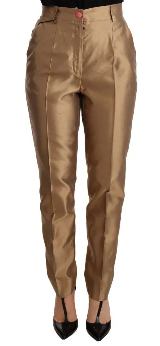 Dolce Gabbana Gold-Seidenhosen