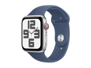 Apple Watch SE (2022) (GPS + Cellular) 44mm silber mit Sportarmband S/M Denim | mxgp3qf/a |