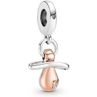 Pandora Charm-Einhänger PANDORA Charm-Anhänger Baby-Schnuller aus 925er Silber, bicolor