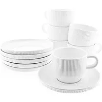 Almina Gläser-Set 12 Tlg Kaffee-Set, 6x Kaffeetassen, 6x Untertasse Riffle Design, 12-tlg.