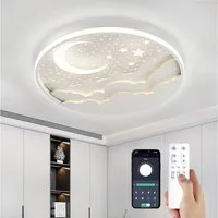 RRBEST Deckenleuchte LED Kinder Deckenlampe, Stern Mond Deckenleuchte Mit Fernbedienung, Warm, Natural, Kalt, Kinderzimmer Dimmbar Deckenleuchten, Schlafzimmer Lampe