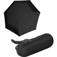 Knirps® Taschenregenschirm X1 mini Damen-Schirm schwarz superthin im Etui, Schlaufe