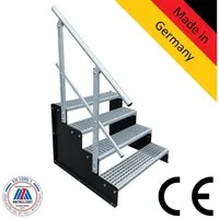 SRM Design Außentreppe 4 Stufen Standtreppe Modell 2 schwarz 18 cm Stufenhöhe 70 cm Breite 72