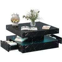 radelldar Couchtisch mit LED-Beleuchtung, 2 Schubladen und verdecktem Stauraum (1-St), Wohnzimmertisch matt 78x78x40 cm