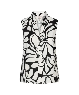 Esqualo - Ärmellose Bluse mit grafischem Print schwarz/weiß - Gr. - XS