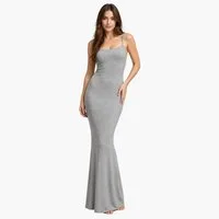 cfab Jerseykleid Ribbed Cami Maxikleid-Grey Melange-XL (1-tlg)