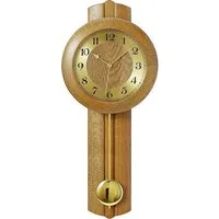 AMS Funk-Pendelwanduhr F5165/4 (Quarzuhr,Holz-/Glasgehäuse, Eiche,Esszimmer,Wohnzimmer,Made in Germany)