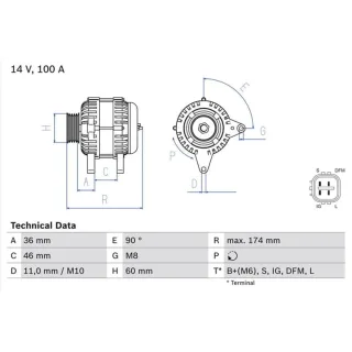 Bosch Lichtmaschine 100A Toyota Avensis Rav 2,0 0986082060