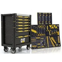 CAT Werkstattwagen Werkzeugkasten 5 von 7 Schubladen bestückt – Profi Werkzeugwagen, Mobiler Werkzeugschrank mit Rollen