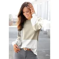 LASCANA Rundhalspullover mit Colorblock-Optik, Damenpullover, Baumwolle, locker und kaschierend