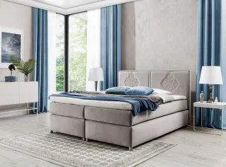 Boxspringbett Schlafzimmerbett Bett DAMIANO DELUX Stoff Cappuccino 160x200cm