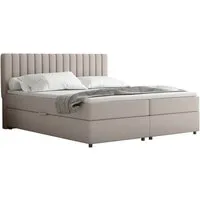 Homesy Boxspringbett EVEREST – Komfortables Doppelbett im modernen Design (Bett inkl. zwei Bettkästen und Topper), Große Auswahl an Polsterfarben, inklusive Matratze und Topper