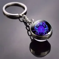 Stelby Schlüsselanhänger Krebs Sternzeichen Schlüsselanhänger 3D mit Geschenkbox (Weihnachtsgeschenk, Geburtstagsgeschenk, Valentinstaggeschenk, Gravur mit Glow-Effekt), langlebig, pflegeleicht, unisex