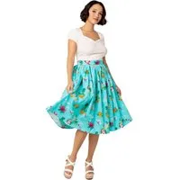 Hell Bunny A-Linien-Rock Ayanna Skirt Vintage Retro Swing Tellerrock Tropisch Hawaii
