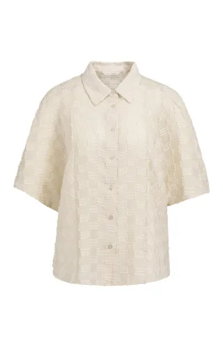 Yaya - Jacquard-Bluse beige - Gr. - 32