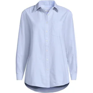 Langarm Oxford-Hemdbluse für Damen, Damen, size: regular, Weiß, Baumwolle, by Lands' End