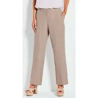 GOLDNER Stoffhose Kurzgröße: Sommerhose VERA mit weitem Bein Weite Leinenhose mit Dehnbund und Taschen, langes Bein, Taschen