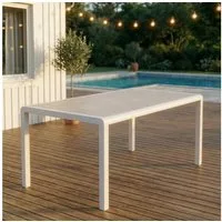 IDIMEX Gartentisch TRAPANI, Gartentisch 160x90 cm mit Aluminiumgestell und Stein-Glasplatte Weiß