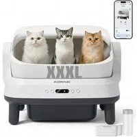 KuzmoTec Katzentoilette 120L XXXL Offenes katzenklo selbstreinigend,für 1,5-16kg große Katzen, mit App, doppelte Geruchssperre, IPX5 wasserdicht