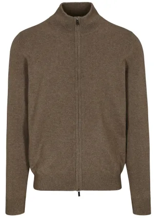 COMMANDER Finest Clothing - Cardigan mit Zip, uni nougat mel. - Gr. - XXL
