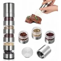 FOUORTUNATE-BEE Gewürzbehälter 5-in-1 Gewürzbehälter Set, kompakt für Reise & Camping, Mini Gewürzstreuer Set, praktisch für unterwegs & Outdoor