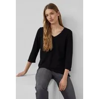 s.Oliver 3/4-Arm-Shirt T-Shirt Jersey-T-Shirt mit Flammgarnstruktur und gerundetem Saum