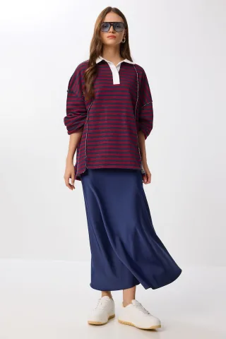 Hoch geschnittener Satin-Maxi-Rock