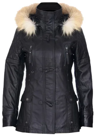 Damen-Parkajacke aus gestepptem Leder mit Kapuze – Northampton