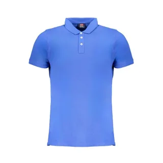 Norwegen 1963 Blaues Baumwoll-Polo-Hemd für Herren