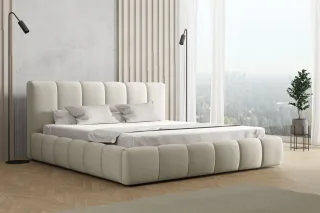 Polsterbett Doppelbett GIULIA 200x200cm Stoff Magic Velvet Beige