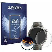 Savvies Displayschutzfolie Fullscreen Schutzfolie für Huami Amazfit Balance, 4 Stück, Displayschutz Folie Fullcover Klar Transparent