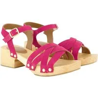 Ulla Popken Leder-Clog-Sandaletten Nieten Holzsohle Sandalette