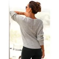LASCANA V-Ausschnitt-Pullover mit Zierperlen im Rücken, femininer Strickpullover