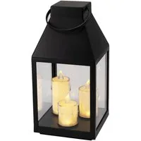 Mojawo Laterne Laterne Windlicht Stalllaterne Gartenlaterne 3 LED Kerzen Timer H35cm