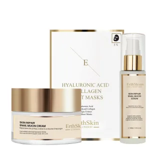 Hautreparatur Schneckenmucin-Creme 50ml + Hautreparatur Schneckenmucin-Serum 60ml + Hyaluronsäure & Kollagen Maske (3 Blätter)