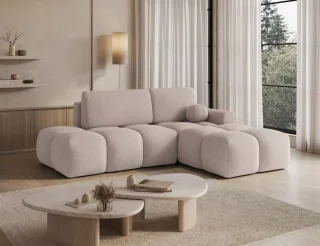 Ecksofa mit Schlaffunktion Sofa PLAY Sicuro Hellbeige Ottomane Rechts