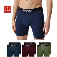 SNOCKS Boxershorts Enge Unterhosen mit längerem Bein Herren Männer (6-St) aus Bio-Baumwolle, ohne kratzenden Zettel, bequem durch längeres Bein
