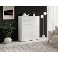 HBZ Kommode Spice weiß hochglanz, BxHxT 100x119x40 cm, Kommode mit 2 Türen, 2 Schubkästen und 3 Einlegeböden