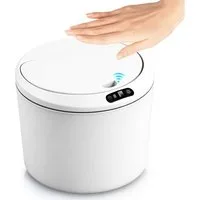 CkeyiN Pro Kosmetikeimer Softclose-Deckel,Mülleimer Intelligenter Sensor,3L,18x18x13 cm, Anti-Geruch Abfalleimer,Automatischer/Manueller Start,für Büro