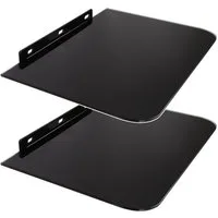 Maclean TV-Regal MC-738 TV Wandregal aus Glas – 35x25 cm, bis 10 kg, 2-tlg., Wandablage für Receiver, Konsole & DVD Player