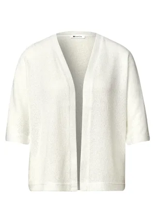 Street One - Kurzarm Jacke im Strick-Look mit Glitzer off white - Gr. - 34