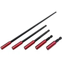 PRIISF Bit-Set 5er Bithalter 1/4" 50, 60, 100, 150, 300mm Verlängerung magnetisch, Universalhalter Bit Halter Schnellspannend Adapter Verlängerung, Magnetischer Langer Sechskantschaft Impact Bithalter, für Bohrmaschine Schraubendreher Windschraube Ge