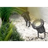 TRANGO LED Gartenstrahler, 1-flammig 3078B Strahler IP65 Außenleuchte *ELLA* inkl. 1x 3 Watt GU10 LED Leuchtmittel – 3000K warmweiß & 3,0 Meter Zuleitungskabel als Teichstrahler, Gartenlampe, Außenlampe, Wegbeleuchtung