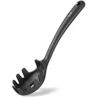 Hoffmann Germany Nudellöffel Pastalöffel Silikon Edelstahl 29,5 cm anthrazit, Portionshilfe 110g, Topfhaken, kratzerfrei, spülmaschinengeeignet