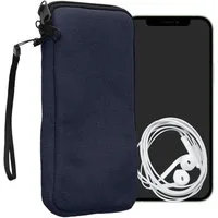 kwmobile Handytasche Handy Tasche für Smartphones XXL - 7" Hülle (1-tlg), Canvas Handyhülle mit Mikrofaser Inlay in Dunkelblau